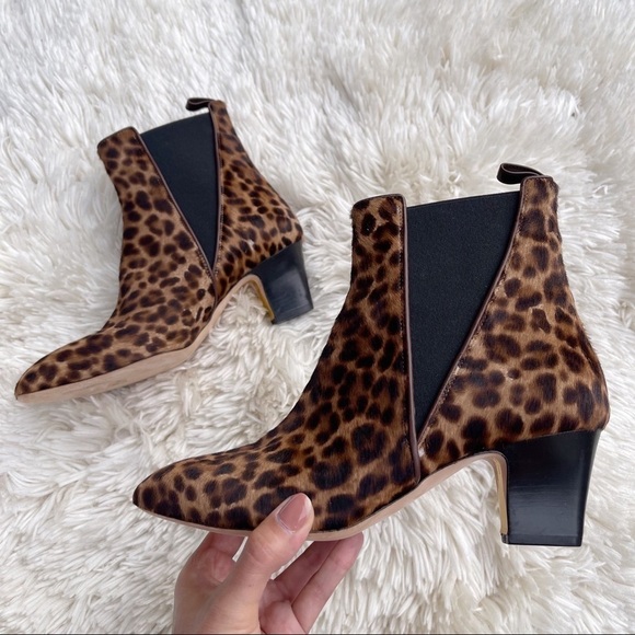 Rupert Sanderson Oscar Leopard Ankle Boots Calf Hair Size 38 - Picture 2 of 15
